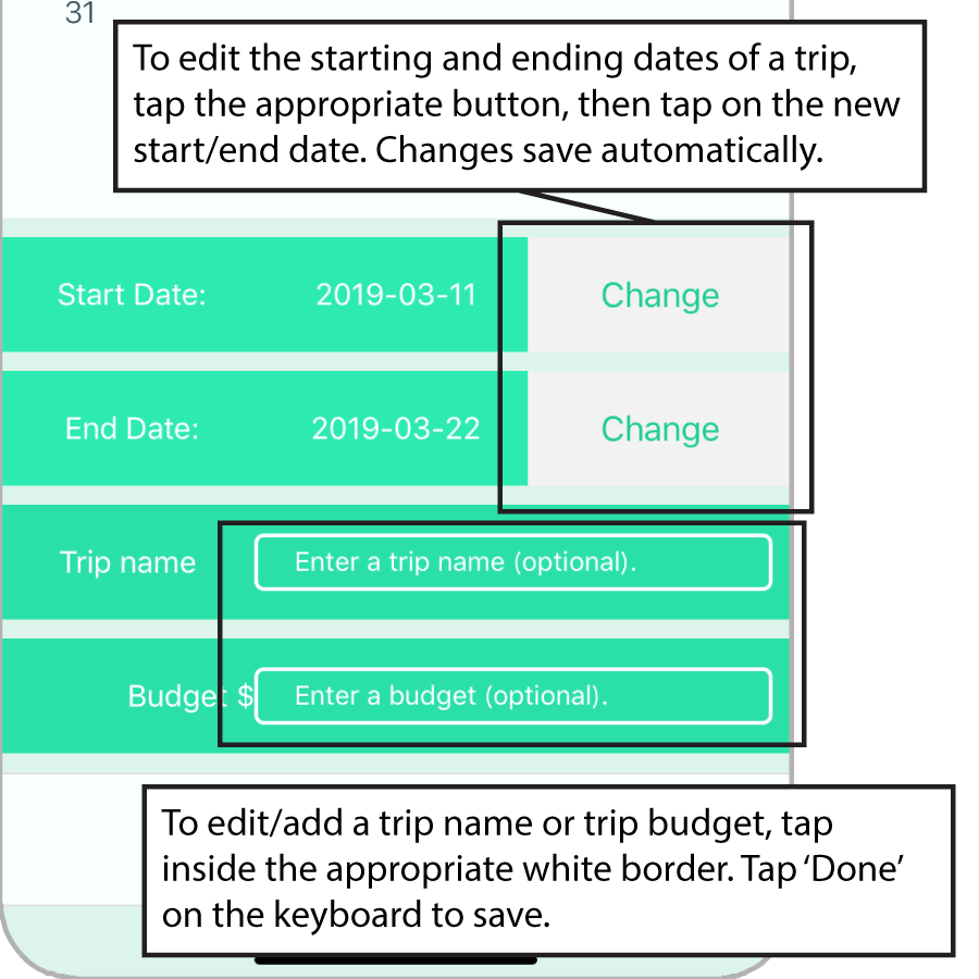 Tabi Budget Edit Trip Details Screenshot