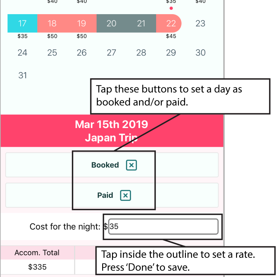 Tabi Budget Day Details Screenshot